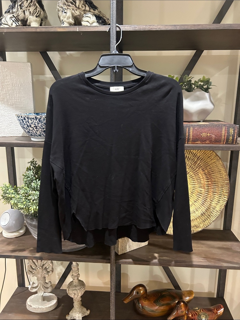 NLT  Black Long-Sleeve Crewneck Top